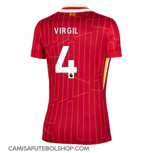 Camisa de time de futebol Liverpool Virgil van Dijk #4 Replicas 1º Equipamento Feminina 2024-25 Manga Curta